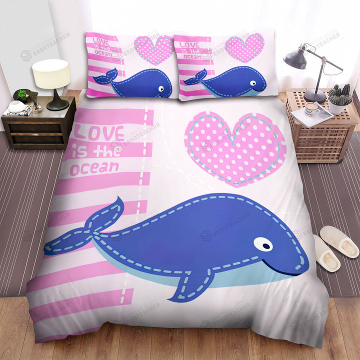Love Is The Ocean Whale Bed Sheets Spread Duvet Cover Bedding Sets