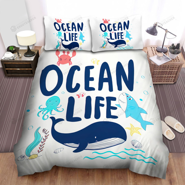 The Ocean Life For Whale And Others Bed Sheets Spread Duvet Cover Bedding Sets