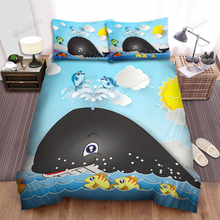 The Wild Animal - The Whale Illustration Bed Sheets Spread Duvet Cover Bedding Sets