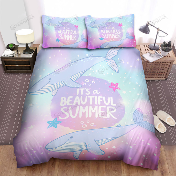 It's A Beautiful Summer For The Whale Bed Sheets Spread Duvet Cover Bedding Sets