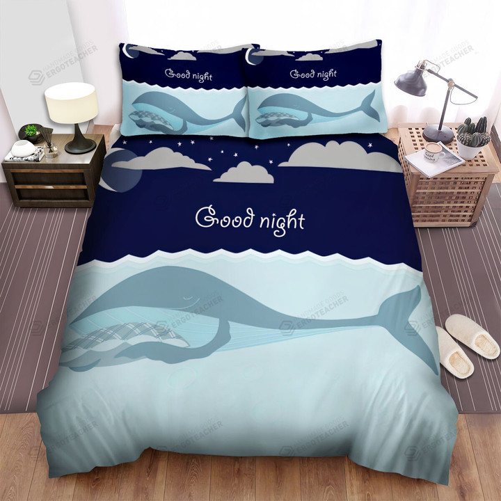 Good Night My Whale Bed Sheets Spread Duvet Cover Bedding Sets