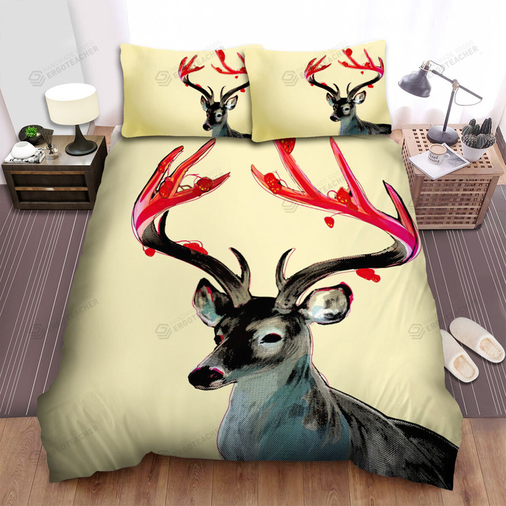 The Wild Animal - The Red Horns Deer Bed Sheets Spread Duvet Cover Bedding Sets