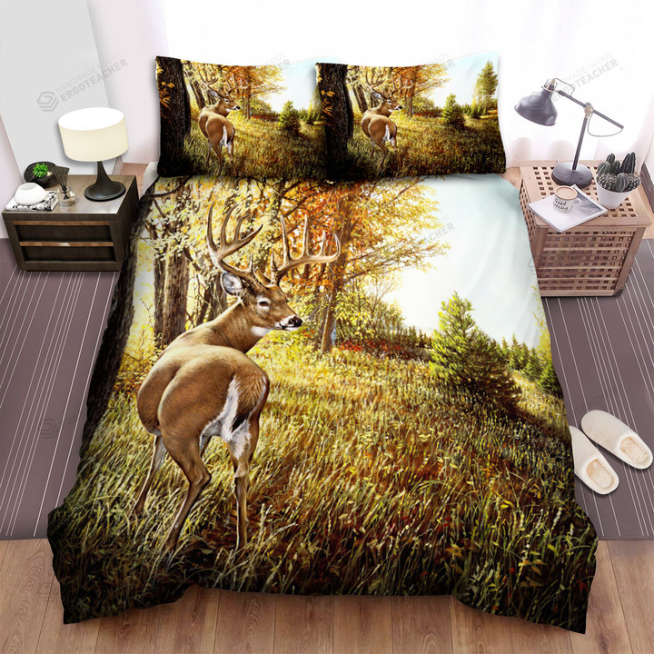 The Wild Animal - The Deer Turning Back Bed Sheets Spread Duvet Cover Bedding Sets