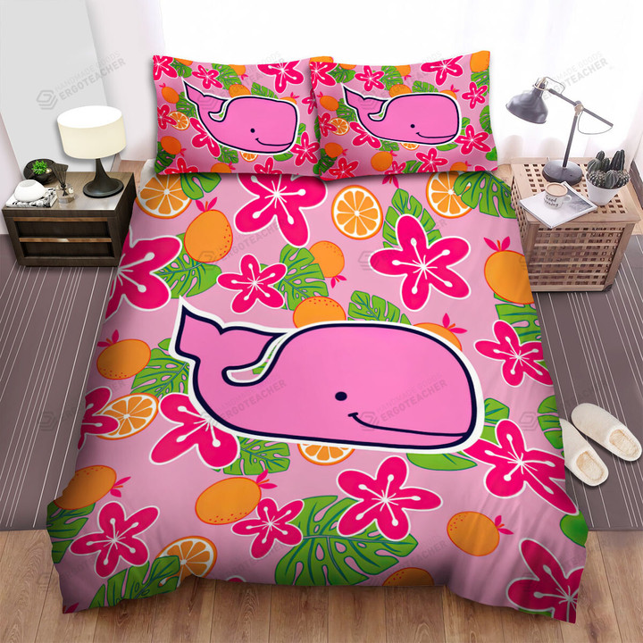 The Pink Whale Art Bed Sheets Spread Duvet Cover Bedding Sets