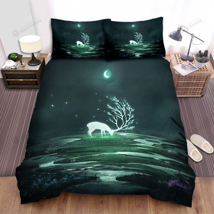 The Wild Animal - The Light Deer Drinking Water Bed Sheets Spread Duvet Cover Bedding Sets