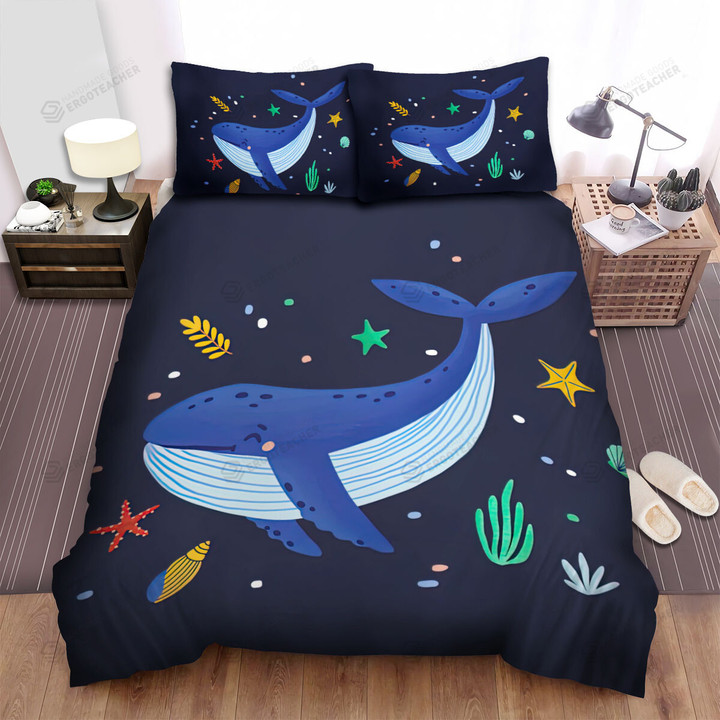 The Whale Smiling Art Bed Sheets Spread Duvet Cover Bedding Sets