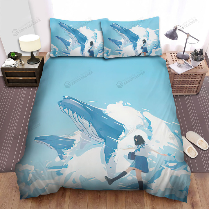 The Wild Animal - The Whale And The School Girl Bed Sheets Spread Duvet Cover Bedding Sets