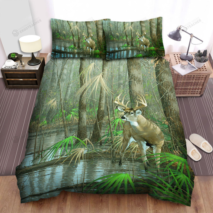 The Wild Animal - The Lonely Deer In The Swamp Bed Sheets Spread Duvet Cover Bedding Sets