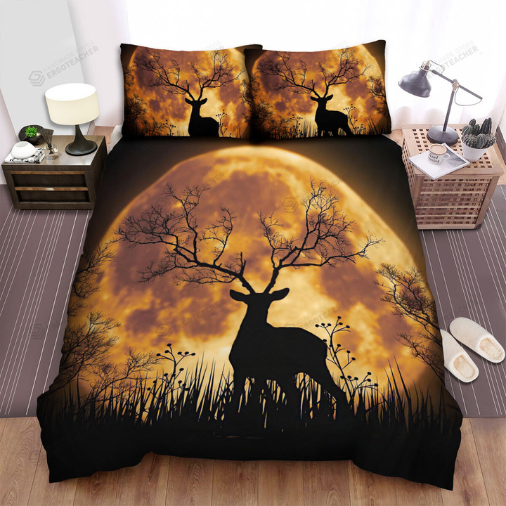 The Wild Animal - The Deer Tree Silhouette Bed Sheets Spread Duvet Cover Bedding Sets