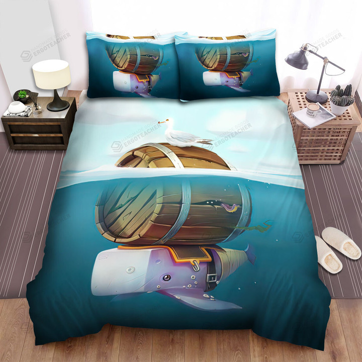 The Wild Animal - The Whale Under The Seagull Bed Sheets Spread Duvet Cover Bedding Sets