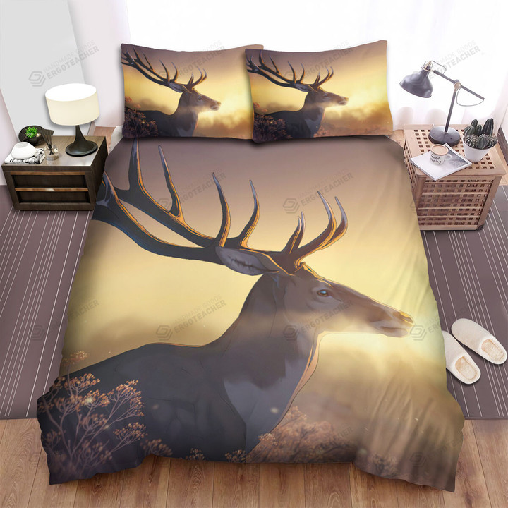 The Wild Animal - The Deer In The Grass Animated Scenery Bed Sheets Spread Duvet Cover Bedding Sets