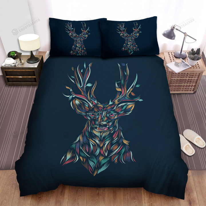 The Wild Animal - The Abstract Portrait Of The Deer Bed Sheets Spread Duvet Cover Bedding Sets