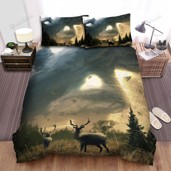The Wild Animal - The Deer Wating For The Storm Bed Sheets Spread Duvet Cover Bedding Sets