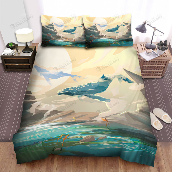 The Wild Animal - The Whale Flying Among The Mountains Bed Sheets Spread Duvet Cover Bedding Sets