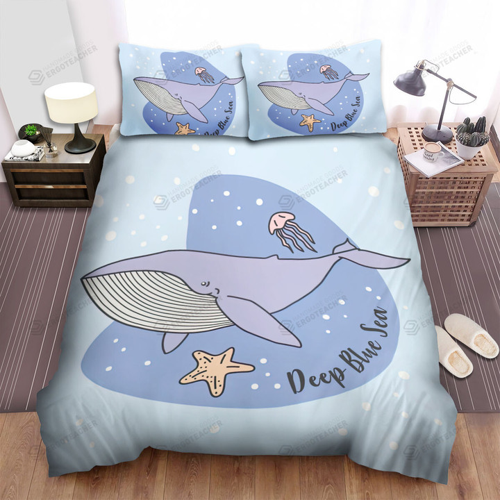 Deep Blue Sea Whale Bed Sheets Spread Duvet Cover Bedding Sets