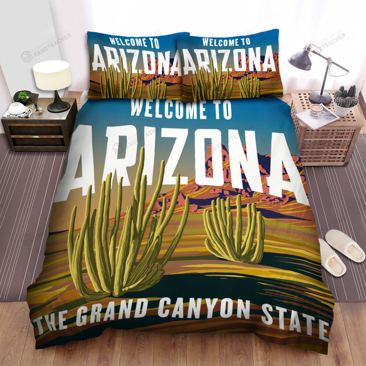 Arizona Welcome Grand Canyon Cactus Bed Sheets Spread  Duvet Cover Bedding Sets