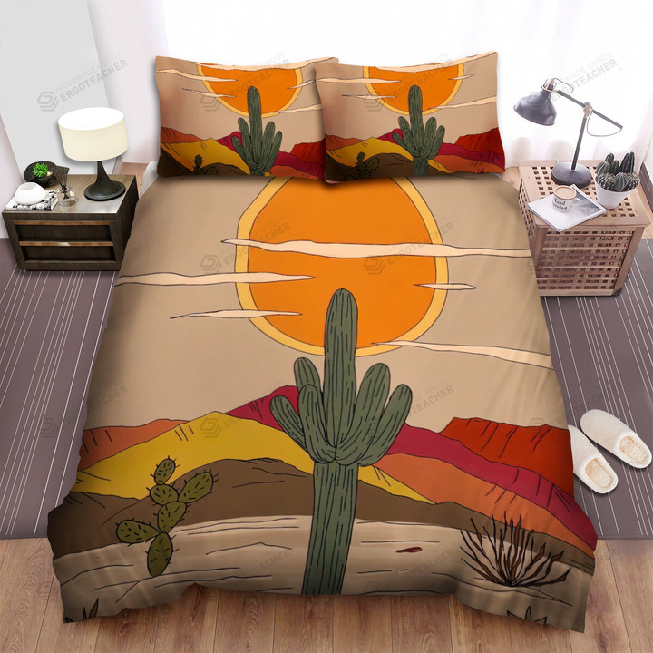 Arizona Cactus And Sun Art Bed Sheets Spread  Duvet Cover Bedding Sets