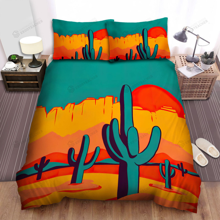 Arizona Cactus Desert Bed Sheets Spread  Duvet Cover Bedding Sets