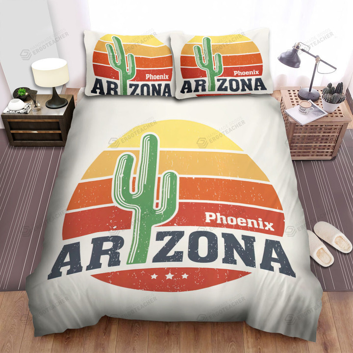 Arizona Phoenix Cactus Retro Vintage Bed Sheets Spread  Duvet Cover Bedding Sets