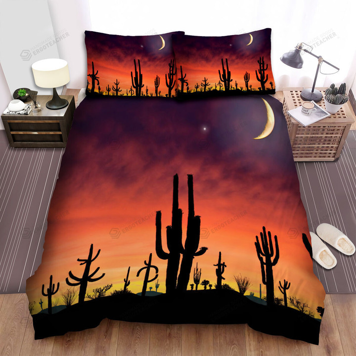 Arizona Cactus Desert Night Bed Sheets Spread  Duvet Cover Bedding Sets