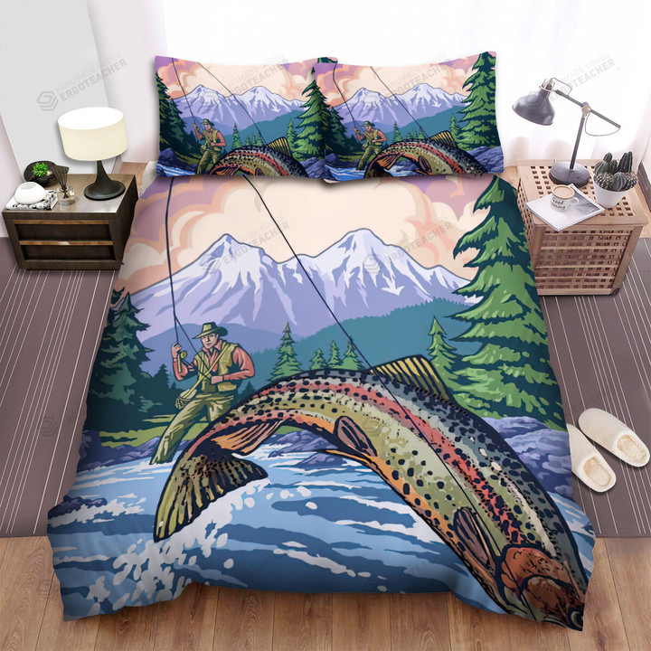 Connecticut Vermont Fishing Bed Sheets Spread  Duvet Cover Bedding Sets