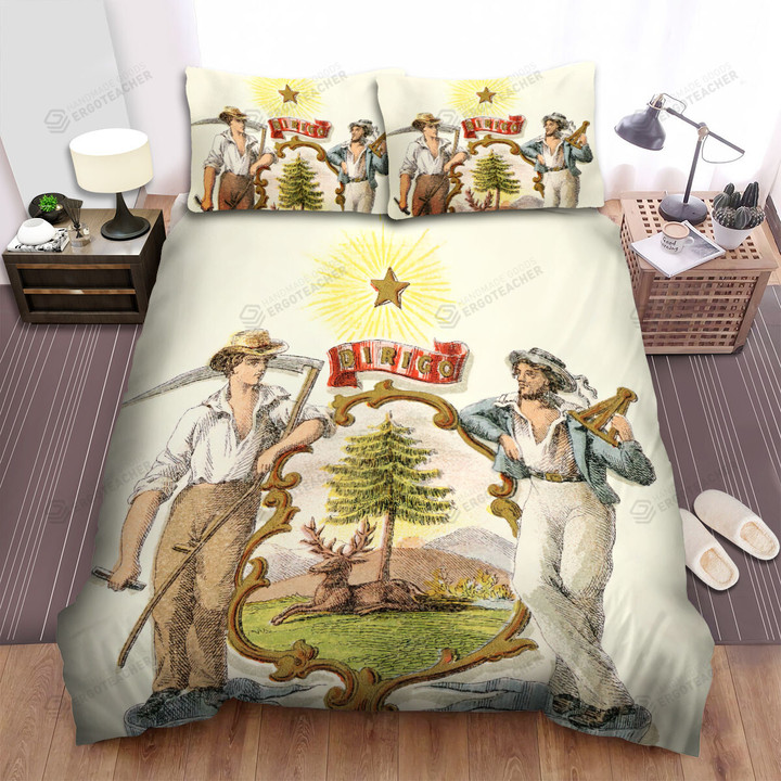 Maine Dirigo State Symbol Art Vintage Bed Sheets Spread  Duvet Cover Bedding Sets