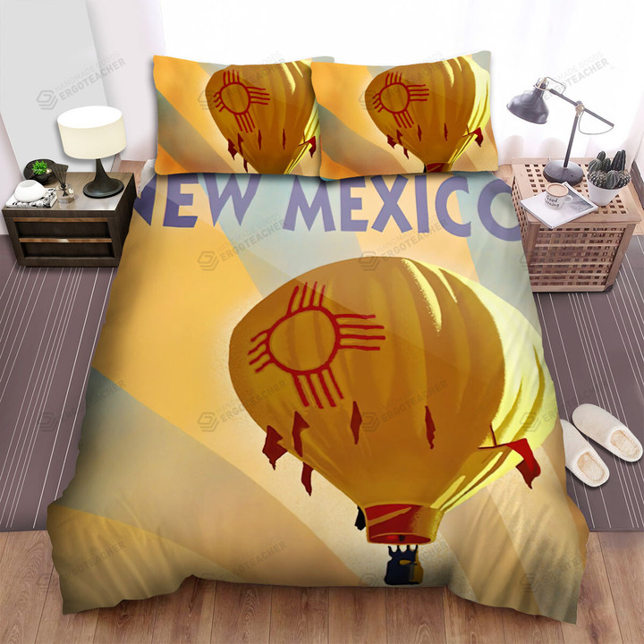 New Mexico Hot Air Balloon With State Symbol Bed Sheets Spread  Duvet Cover Bedding Sets