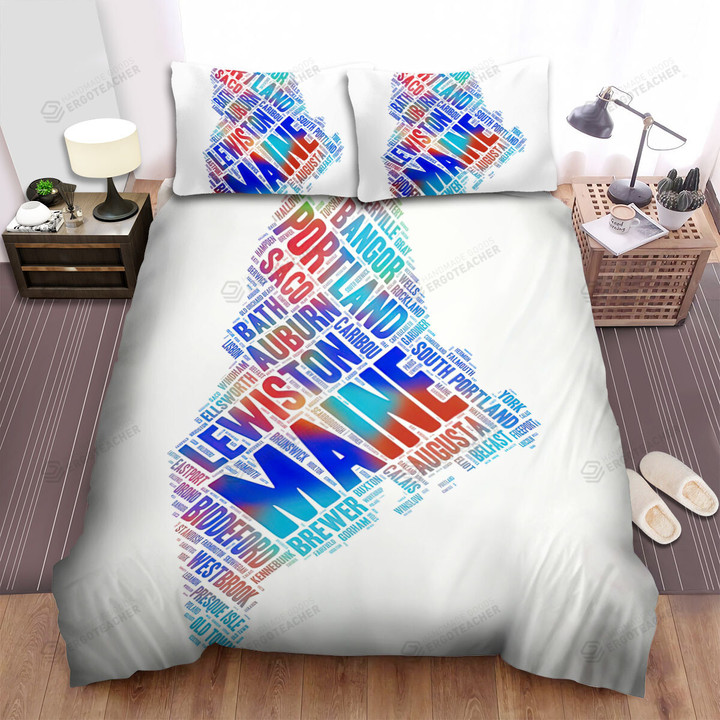 Maine Word Art Bed Sheets Spread  Duvet Cover Bedding Sets