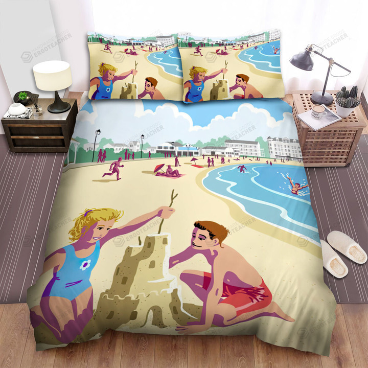 Maine Short Sand Beach Bed Sheets Spread  Duvet Cover Bedding Sets