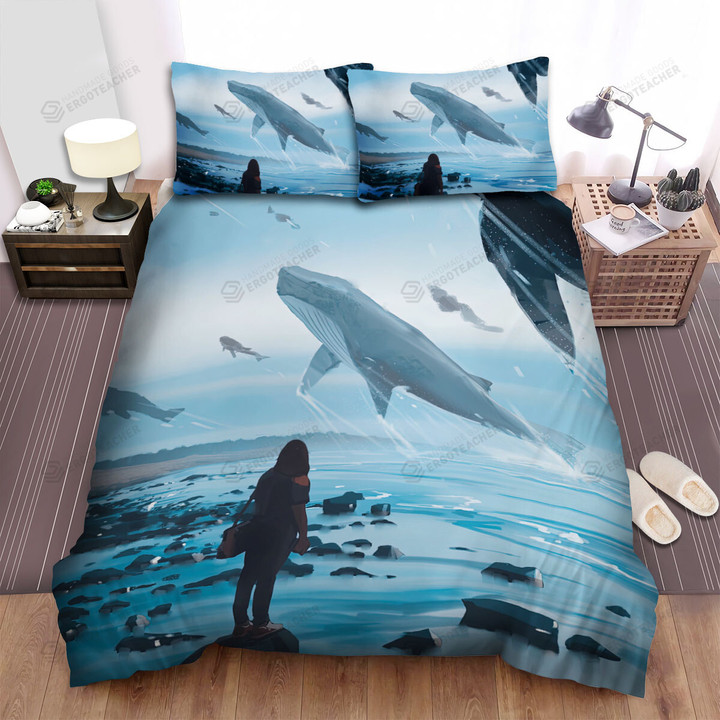 The Wildlife - The Whale Flying Out Of The Ocean Bed Sheets Spread Duvet Cover Bedding Sets