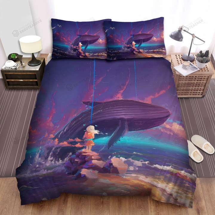 The Wildlife - The Whale Friend And A Girl Bed Sheets Spread Duvet Cover Bedding Sets