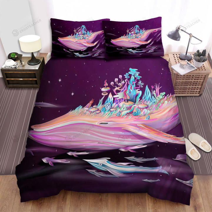 The Wildlife - The Whale Swimming In The Space Bed Sheets Spread Duvet Cover Bedding Sets