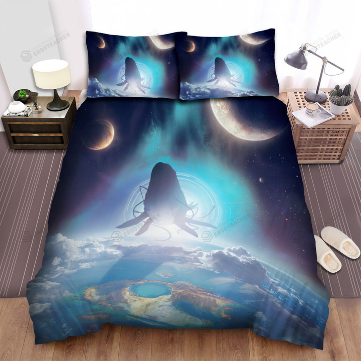 The Wildlife - The Whale Flying Out Of The Planet Bed Sheets Spread Duvet Cover Bedding Sets