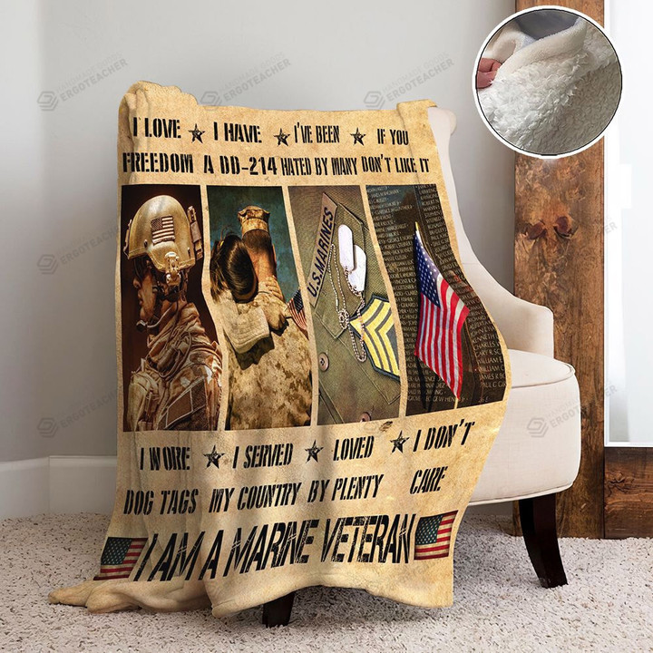 Us Marine Corps I'm A Marine Sherpa Fleece Blanket Great Customized Blanket Gifts For Birthday Christmas Thanksgiving