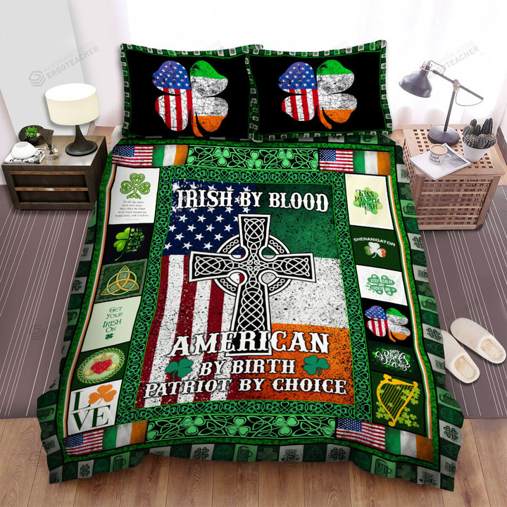 Irish By Blood American By Birth Patriot By Choice Bed Sheets Spread Duvet Cover Bedding Sets