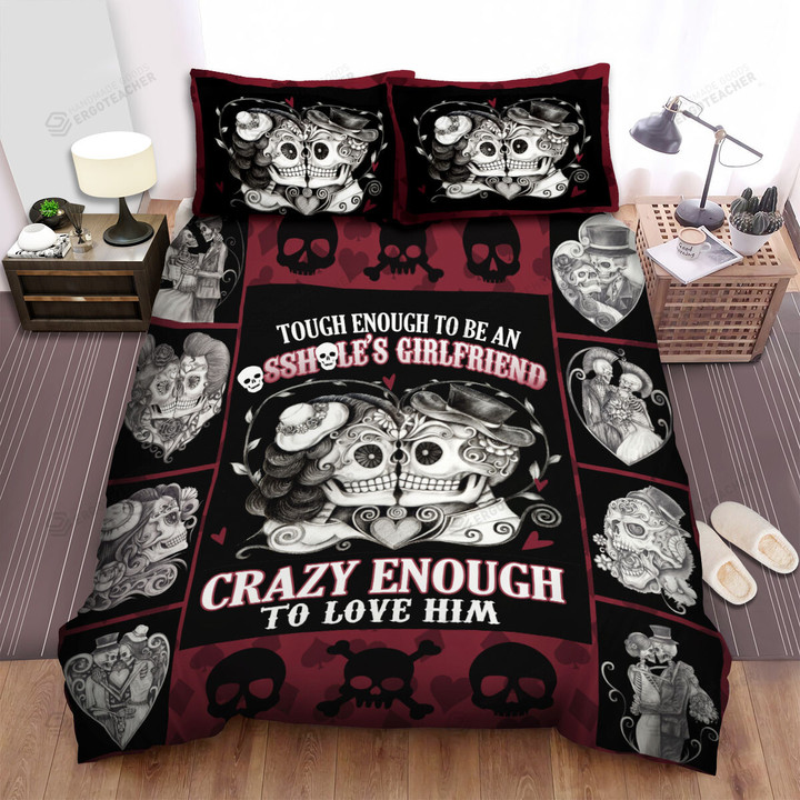 Sugar Skull Crazy Enough To Love Him Bed Sheets Spread Duvet Cover Bedding Sets