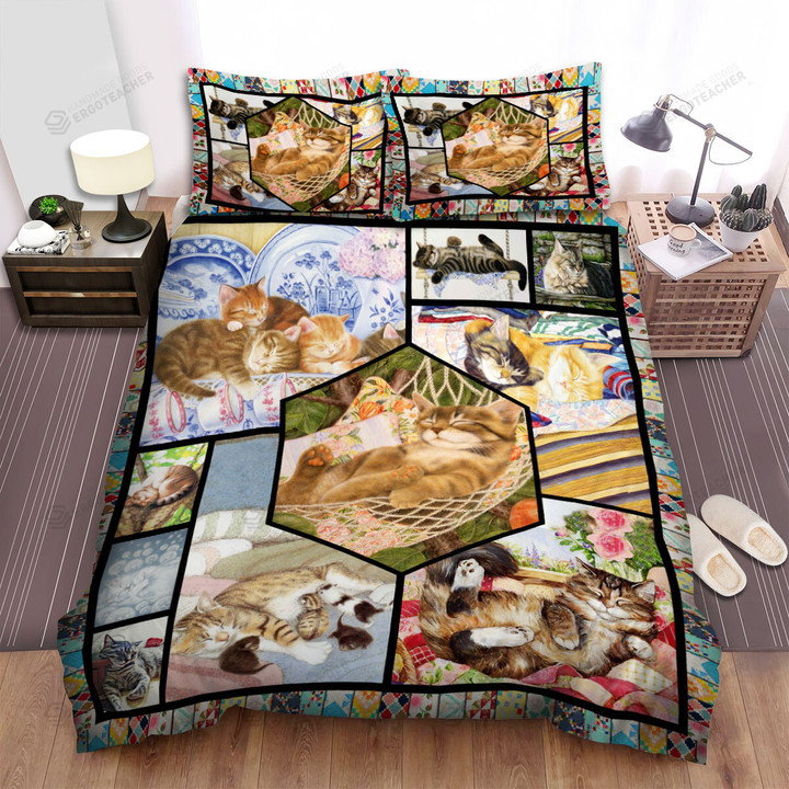Lovely Cat Sleeping Art Bed Sheets Spread Duvet Cover Bedding Sets