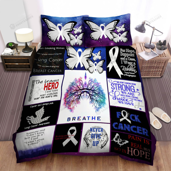 Lung Cancer Awareness The Bravest Bed Sheets Spread Duvet Cover Bedding Sets