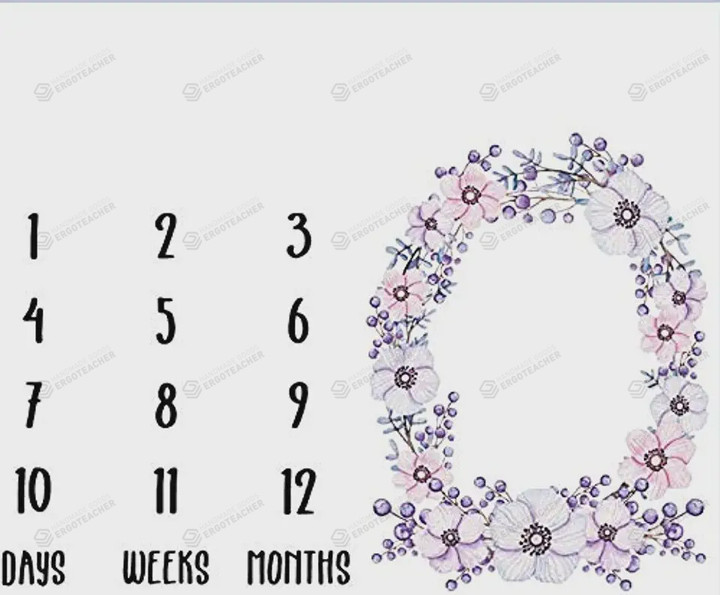 Floral Wreath Monthly Milestone Blanket, Newborn Blanket, Baby Shower Gift Adventure Awaits Monthly Growth