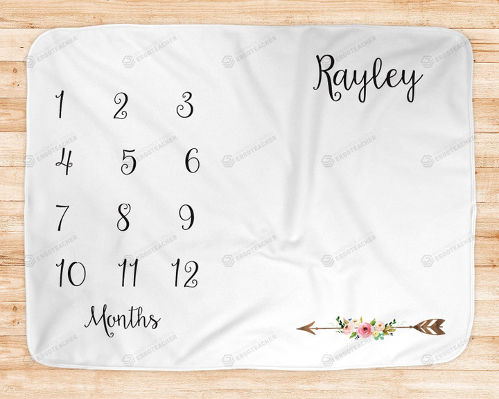Personalized Native Arrow Monthly Milestone Blanket, Newborn Blanket, Baby Shower Gift Grow Chart Monthly