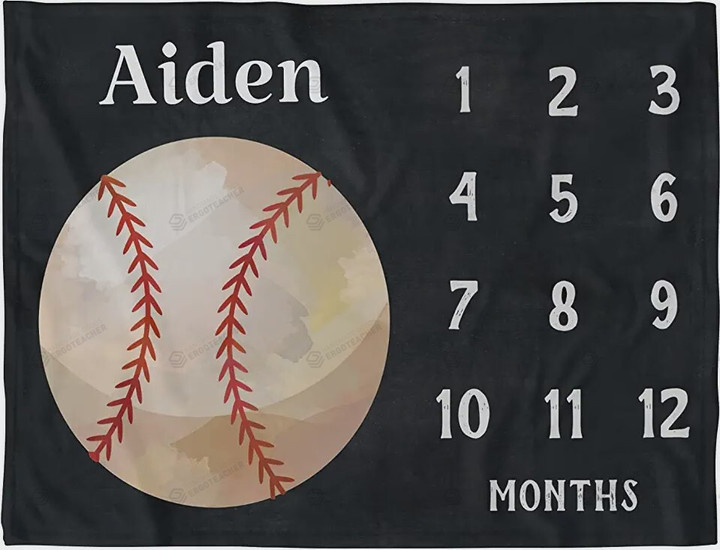 Personalized Baseball Monthly Milestone Blanket, Newborn Blanket, Baby Shower Gift Adventure Awaits Monthly Growth