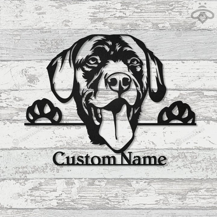 Custom Name Labrador Retriever Dog Metal Wall Art With Led Lights, Personalized Pet Sign Decoration For Room, Dog Lovers Outdoor Home Decor Gift