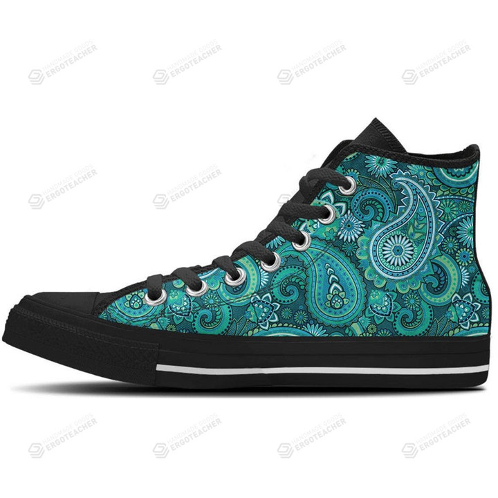 Paisley Print Teal High Top Shoes