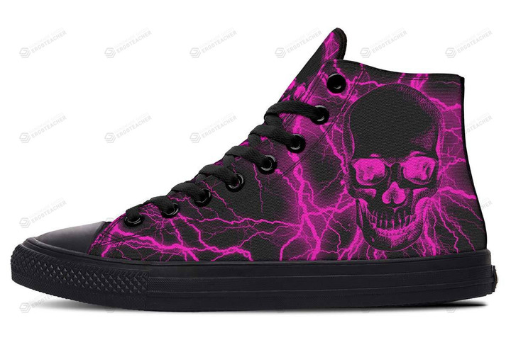 Pink Lightning Skull High Top Shoes