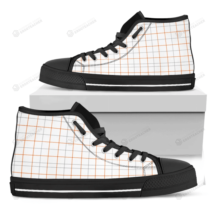 White Halloween Tattersall Pattern Print Black High Top Shoes For Men And Women