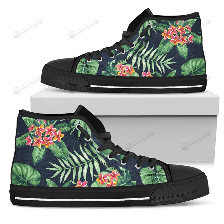 Hawaiian Tropical Leaves Pattern High Top Shoes