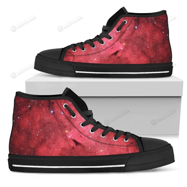 Red Galaxy Space Cloud Print High Top Shoes