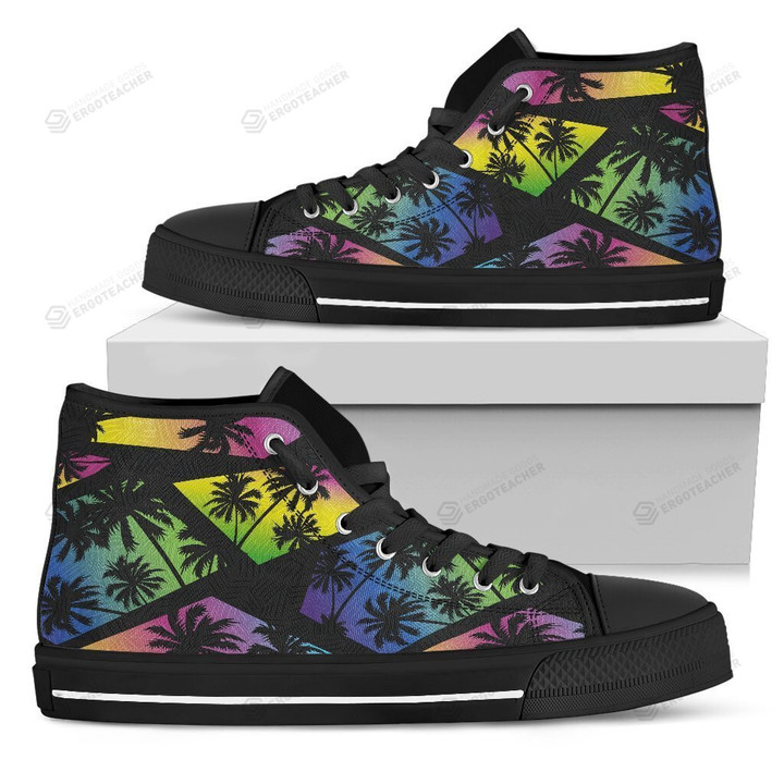 EDM Beach Palm Tree Pattern Print High Top Shoes