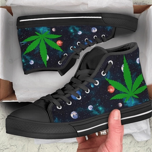 For Weed Lover Space Black High Top Shoes