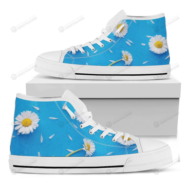 White Daisy Flower High Top Shoes
